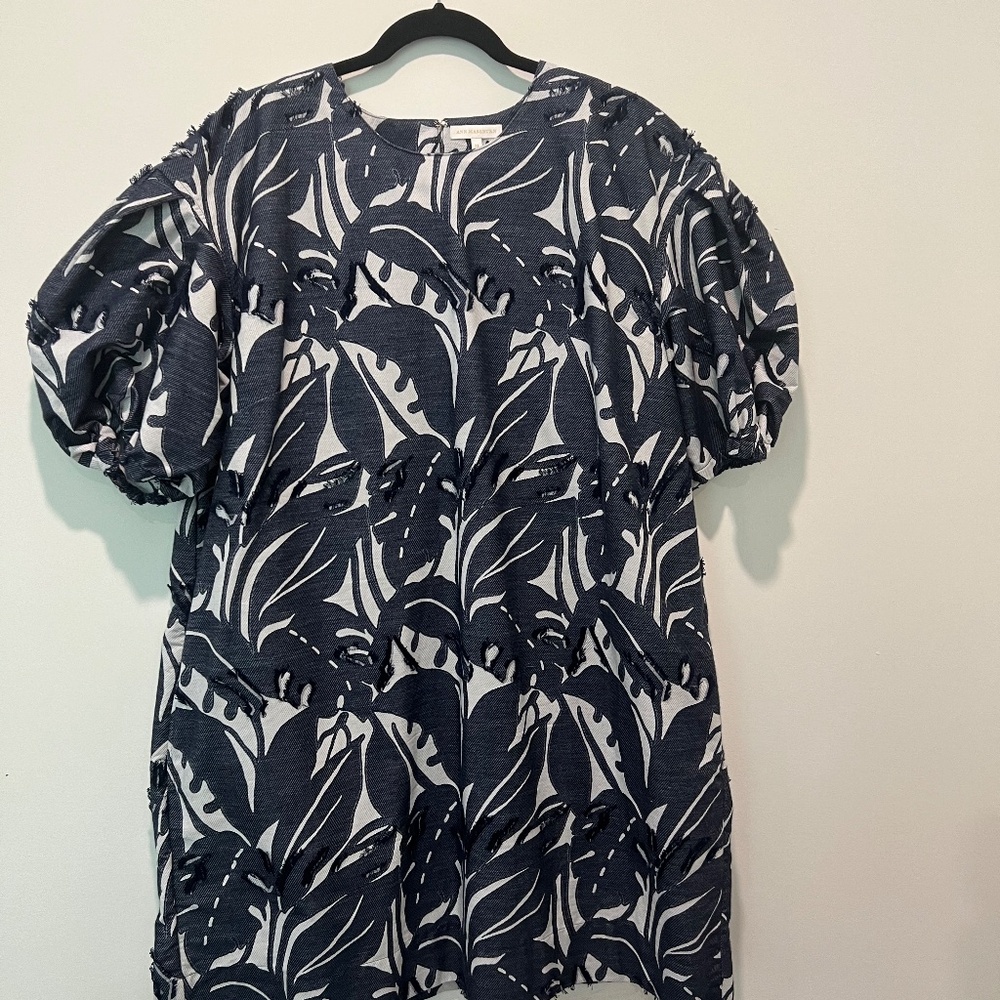 Ann Mashburn Balloon Sleeve Mini - XL Textured Blue Print